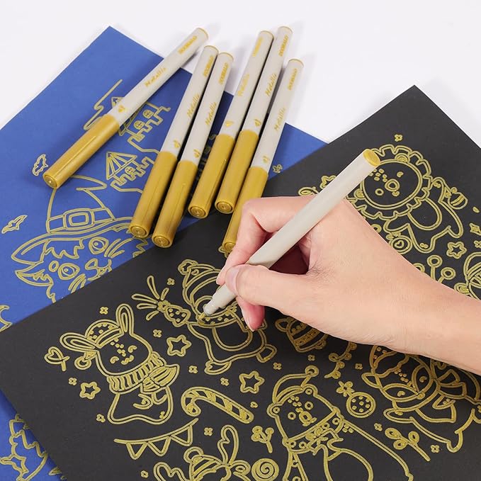 DOOHALO Metallic Pens Gold Silver Marker Compatible with Cricut 3/Maker/Explore 3/Air 2/Air Machine 1.0 Medium Point Tips for Drawing Writing