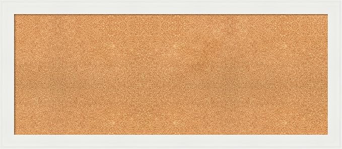 Amanti Art Natural Cork Board for Wall, 21x49 Vision Board with White Frame, Oversize Corkboard Office Decor for Home Organization, Casual Corkboard Pinboard to Display Items for Home Organization in