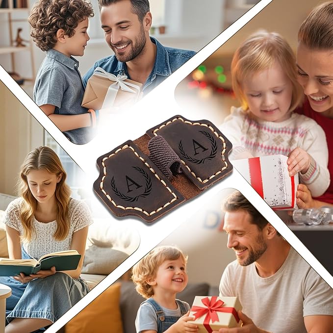 Artlaza Personalized Magnetic Leather Bookmark with Pen Holder - 26 Letters Custom Book Mark with Name Initial Engraved Book Marker for Readers, Book Lovers, Travelers - Gift for Women & Men(Blue，P