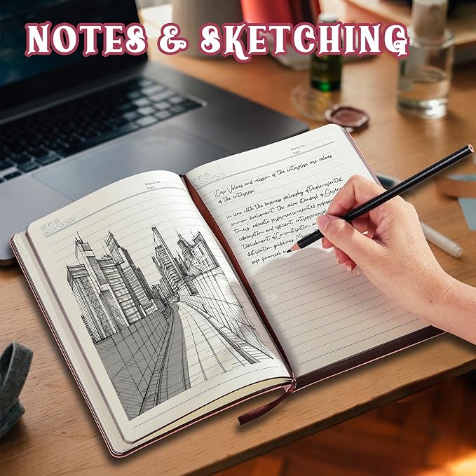 2025 Leather Vintage Journal Notebook,300 Pages,Leather Softcover Lined Journal Notebooks for Women Men,Notebook Journals for Writing Travel,Business,Office,Rose Gold Pink