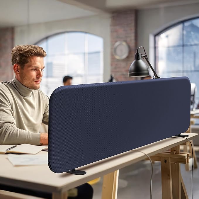 DECOLAB Desk Divider, Portable Desk Privacy Panel Shield for Office, Student, Classroom, Freestanding, Scratch Resistance, 48"x18", Cobalt