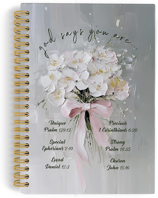 Christian Floral Spiral Notebook Journal, Vintage Hydrangea Flower Bible Notebooks for Note Taking, Christian Gifts for Women, Bible Journaling Hardcover Spiral Journal 5.5x8.3 Inches Writing Pads