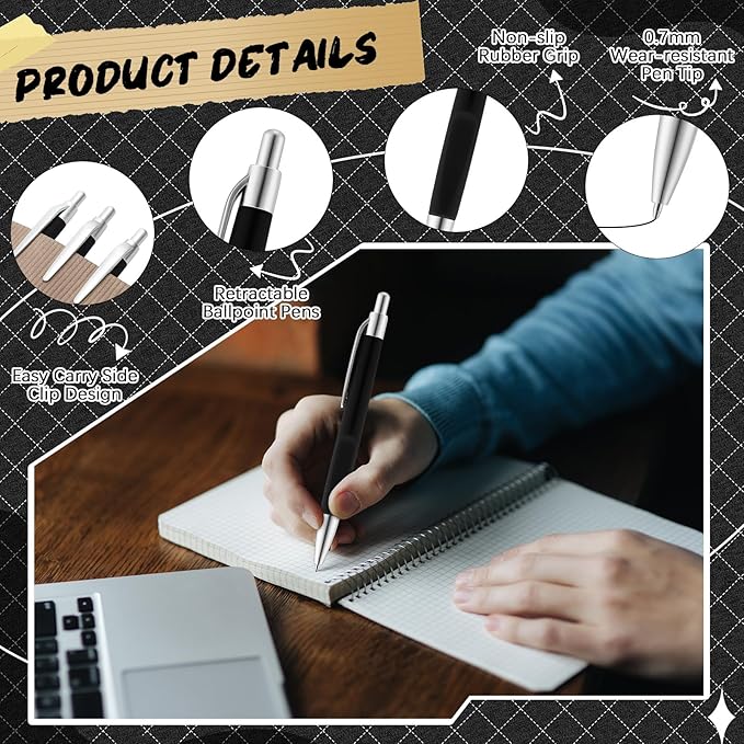 120 Pack Ballpoint Pens Bulk Retractable Gel Ink Pens Back to School Supplies 0.7mm Medium Point Black Ink Smooth Writing for School Office Journal Teacher Student Gifts(Black)