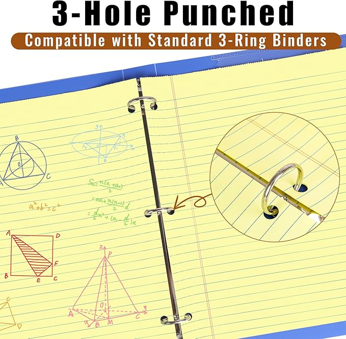 HAUTOCO 8.5 x 11 Legal Pads 12 Pack Yellow Wide Ruled Lined Writing Note Pads Perforated Notepad, 30 Sheets Per Notepad, 3-Hole Punched Paper for School, Office