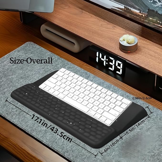 Ergonomic one-Piece Computer Keyboard Stand with Wrist Rest for Desktop Offers Two Support Angles. Silky Lycra Surface and Memory Foam Comfortable Hand Support (Black Star)