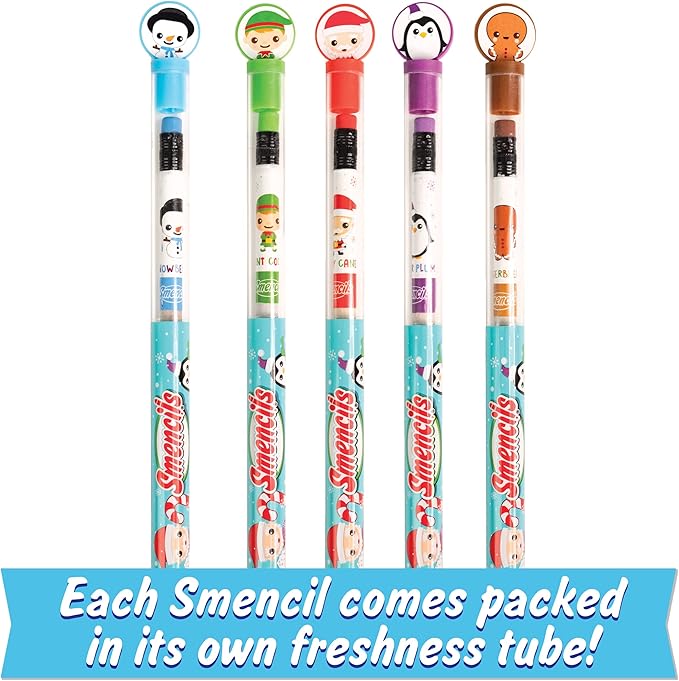 Holiday Smencils Cylinder - HB #2 Patented Gourmet Scented Pencils, 50 Count, Gifts for Kids, Party Favors, Classroom Rewards