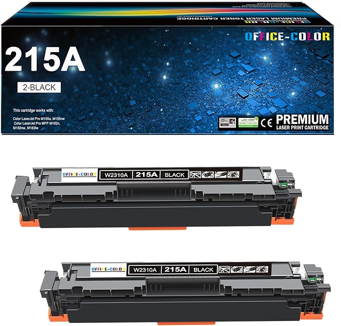 2 Pack Replacement for HP 215A Black Toner Cartridge W2310A for hp Color Pro M182nw M183fw M182 M183 M155 Series Printer Ink
