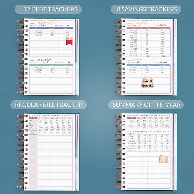 GoGirl Budget Planner & Monthly Bill Organizer – Monthly Financial Book with Pockets. Expense Tracker Notebook Journal, Compact (Dark Teal)