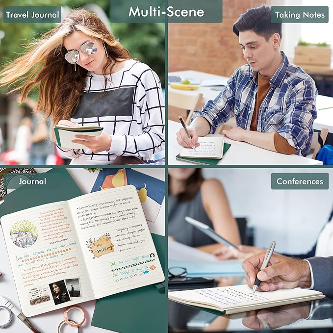 feela 8 Pack Soft Cover Journal Bulk, Notebooks College Ruled for Work, Lined Travel Journal for Students Women, Note Taking Notebook School Supplies Business Writing, 8.2” x 5.5”, A5, Vintage Colors