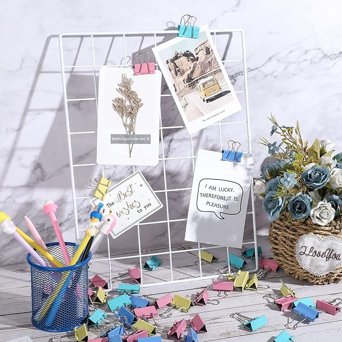 300 Pcs Medium Binder Clips Paper Clips Office Supplies Paper Clamps for Teachers Students School Office Business Paperwork Supplies (Assorted Colors, 1.25 Inch)