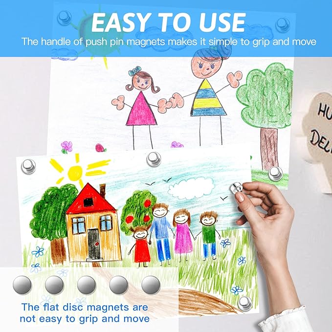 10Pack Fridge Magnets for Whiteboard Silver White Board Magnet Set Round Pin Magnets Metal Magnetic Push Pins Cute Magnet for Refrigerator Kitchen Office School