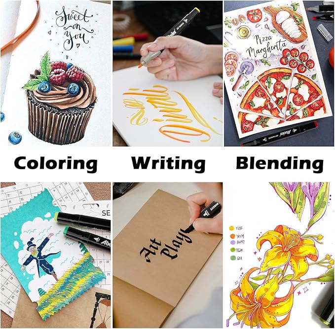 ABEIER 100 Colors Dual Tips Alcohol Markers Set, Art Markers for Drawing, Permanent Sketch for Kids Adult Coloring