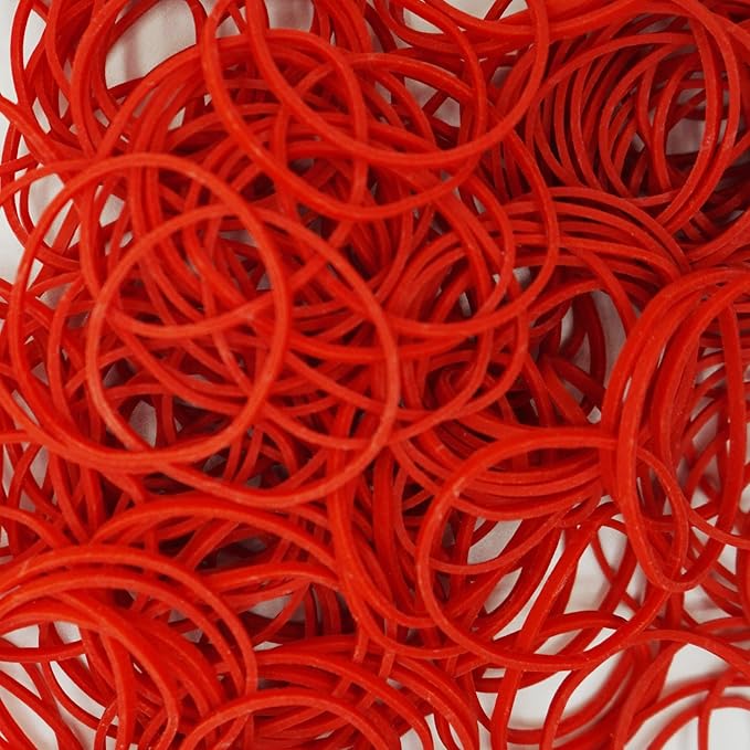 200, Jumbo Size, Red Color, US Made Rubber Bands for Pony Tails and Braids
