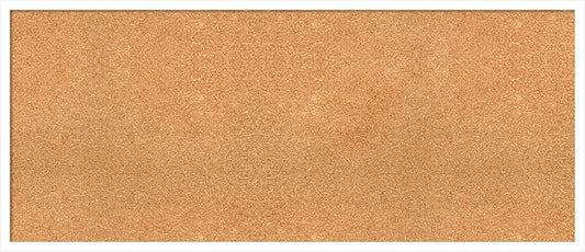 Amanti Art Natural Cork Board for Wall, 21x49 Vision Board with White Frame, Oversize Corkboard Office Decor for Home Organization, Modern Corkboard Pinboard to Display Items for Home Organization in