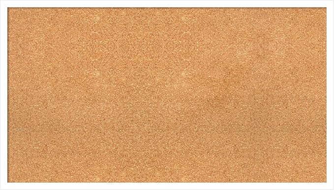 Amanti Art Natural Cork Board for Wall, 21x37 Vision Board with White Frame, Large Corkboard Office Decor for Home Organization, Modern Corkboard Pinboard to Display Items for Home Organization in