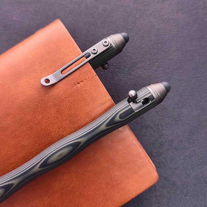 Cool Hand 5.7'' Bolt Action Pens, EDC Ballpoint Ink Refillable, Stylus for Touch Screen, G10 Body w/Pocket Clip, Ergonomic Grip, with a Free Refill, 5375-G