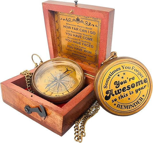 Gift for Son from Mom Dad | Engraved Compass 2" - Father to Son Gifts, Mom to Son Gifts for Graduation 2025, Birthday Baptism Confirmation Communion