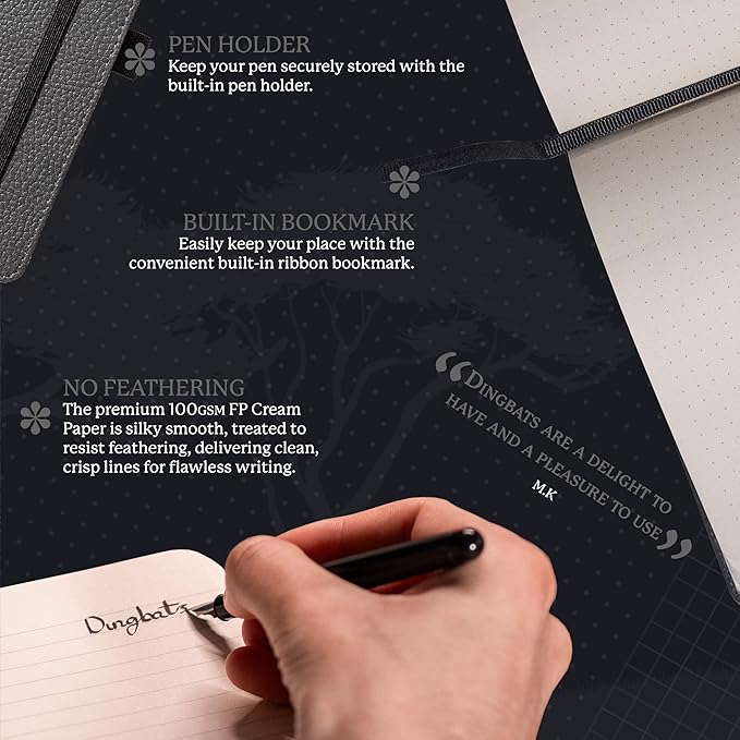 Dingbats* Wildlife Lined Writing Journal Notebook A5 - Vegan Leather Hardcover - Ideal for Work, Travel - Pocket, Elastic Closure, & Bookmark