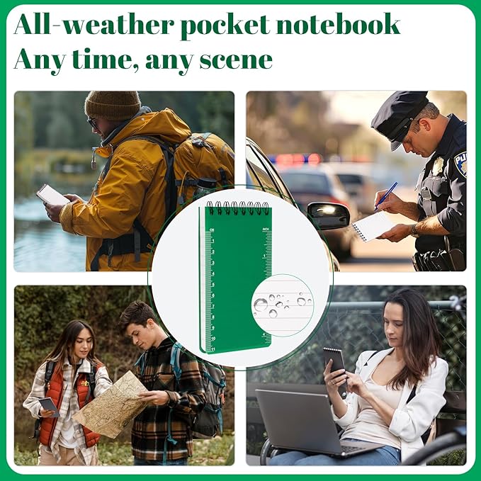 6 Pack Waterproof Notepad Pocket Notebook 3x5 All-Weather Small Pocket Notebook Waterproof Police Spiral Notepad Little Memo Notepads for Outdoor Travel Office School