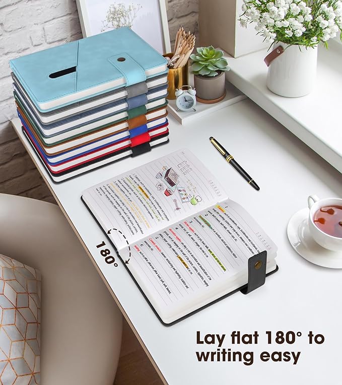 A5 Lined Leather Journal Notebook,Hardcover Journal Set with Pen and Gift Box,100Pages 100gsm Thick Ruled Paper Daily Diary for Men Women School,Travel,Business,Work,Writing 5.9" X 8.4"