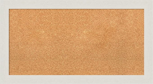 Amanti Art Natural Cork Board for Wall, 19x35 Vision Board with White Frame, Medium Corkboard Office Decor for Home Organization, Country Rustic Corkboard Pinboard to Display Items for Home