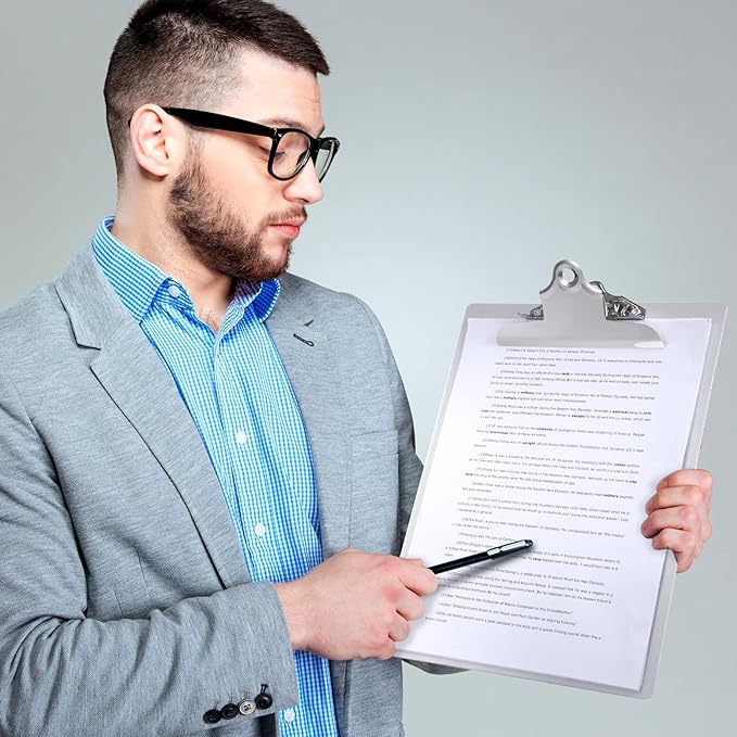 8 Pcs Metal Clipboard Heavy Duty Aluminum Clipboards 12 x 9 Inch Metal Clip Board with Low Profile Clip A4 Letter Size Document Holder for Office School Medical Jobsite Laboratory