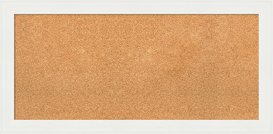 Amanti Art Natural Cork Board for Wall, 19x39 Vision Board with White Frame, Medium Corkboard Office Decor for Home Organization, Casual Corkboard Pinboard to Display Items for Home Organization in