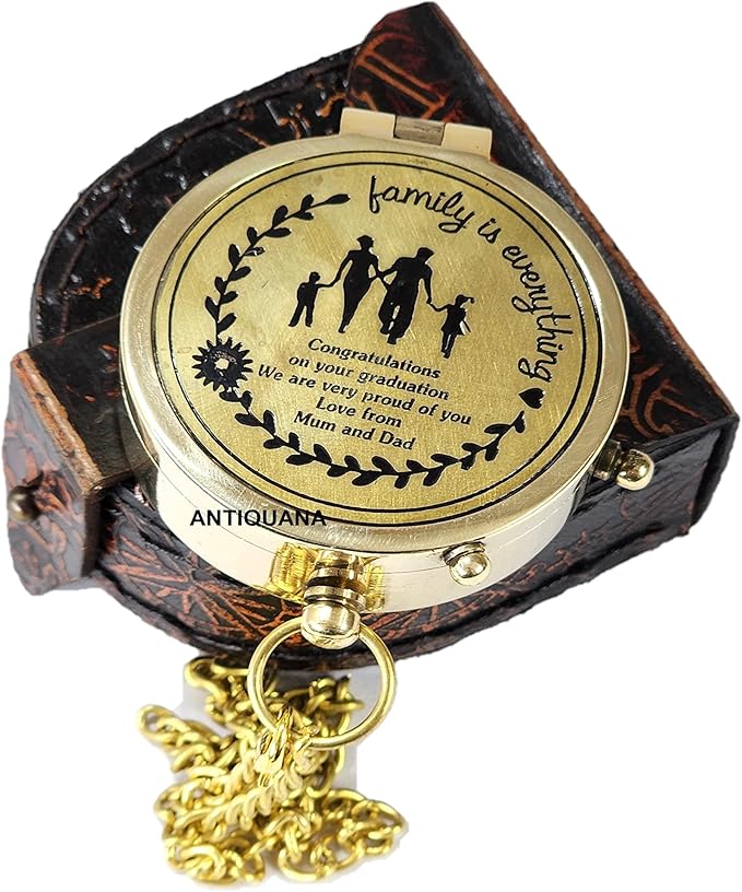 Brass Directional Engraved Compass, Baptism Gifts for Boys Girls, First Communion, Christian Gifts for Men, First Confirmation Gifts for Boys, Inspirational