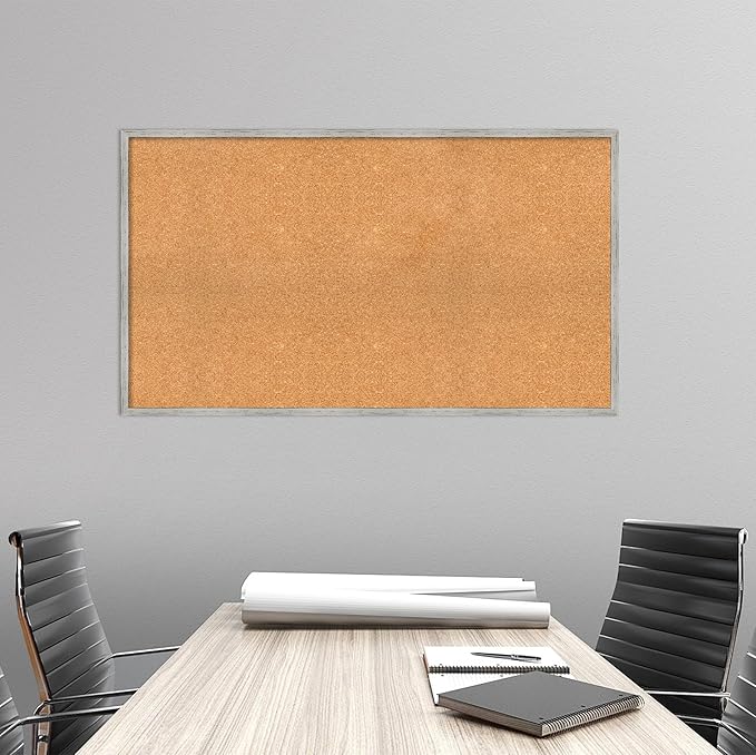 Amanti Art Natural Cork Board for Wall, 27x47 Vision Board with White Frame, Oversize Corkboard Office Decor for Home Organization, Cottage Corkboard Pinboard to Display Items for Home Organization