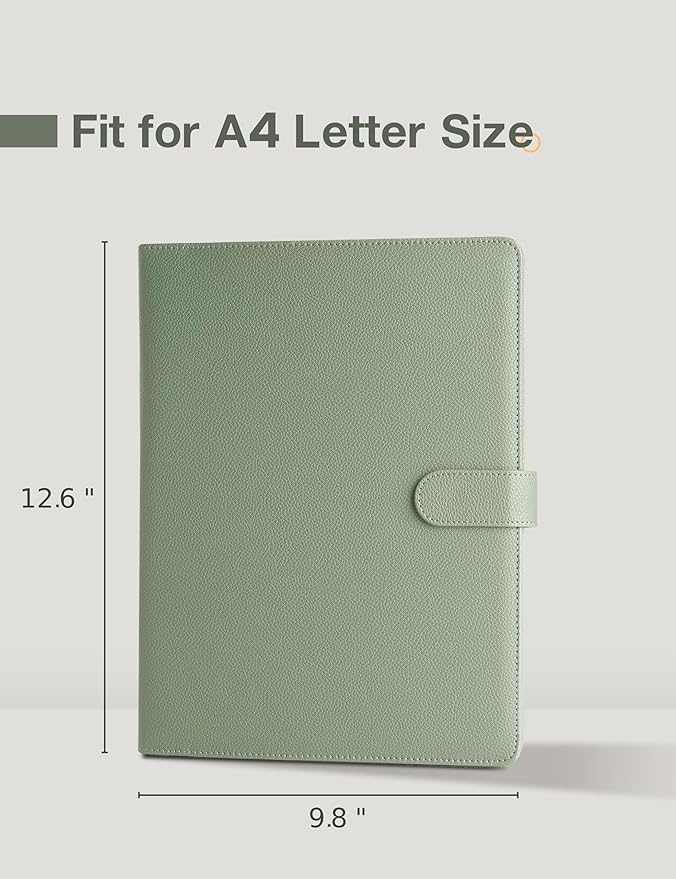 Clipboard Folder Padfolio, Mymazn Writing Portfolio Faux Leather Clipboards with Cover for Legal Pad Holder Letter Size A4 8.5 x 11 for Business Conference Notepad Clip Board (Sage)