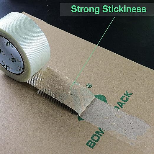 BOMEI PACK 18PACK Fiber Reinforced Packing Tape, 5.5Mil 2Inx 55Yds, Heavy Duty Strapping Tape 2inch