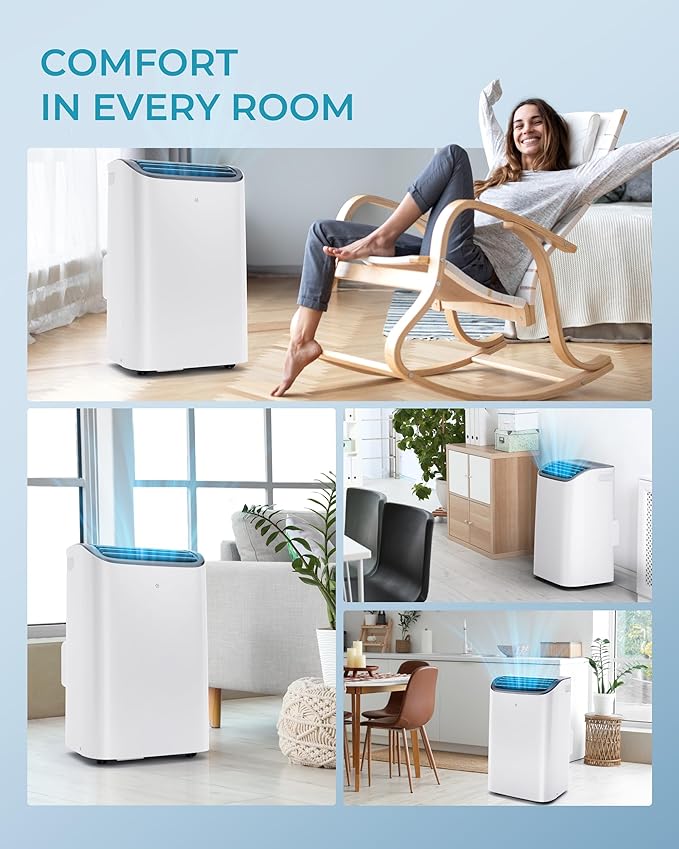 EUHOMY Portable Air Conditioners, 14000 BTU Portable AC Unit up to 700 Sq.Ft, 4-in-1 Portable Air Conditioner with Cool,mDehumidifier, Fan, Sleep Mode, 24H Timer, Remote, for Apartment, RVs, Bedroom