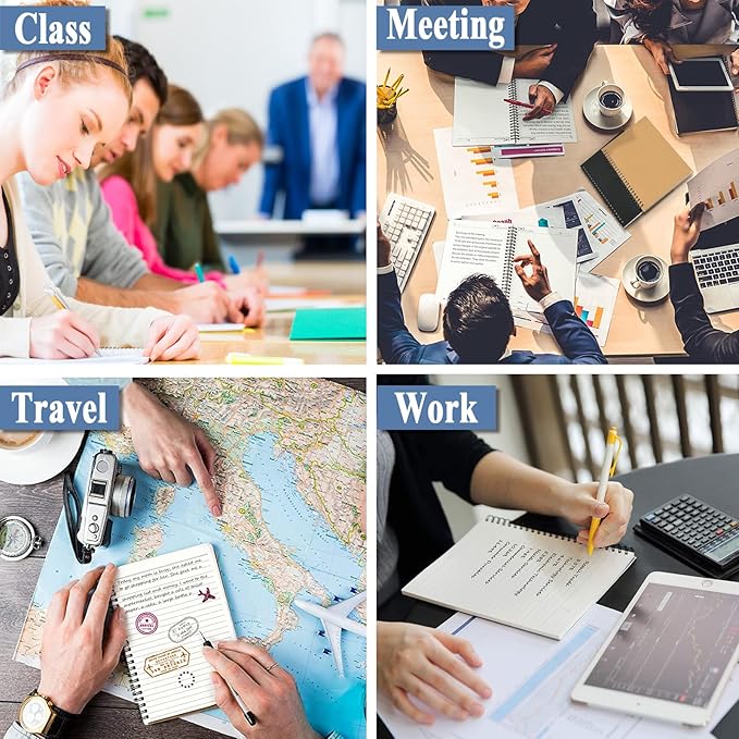 GINMLYDA Small Spiral Notebook A5, 10Pack 120 Lined Pages 8.25x5.5 Inches Spiral Journal Kraft Cover Notebooks & Writing Pads for School Home Office Aesthetic Sketch Drawing Note