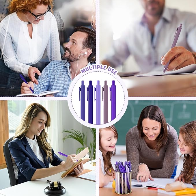 25 Pcs Ballpoint Pens Bulk Retractable Writing 1. 0 mm Black Ink Cute Pens Smooth Writing Color Fancy Gift for Teacher Student Employee Office School Home Baby Shower Supplies (Purple Series)