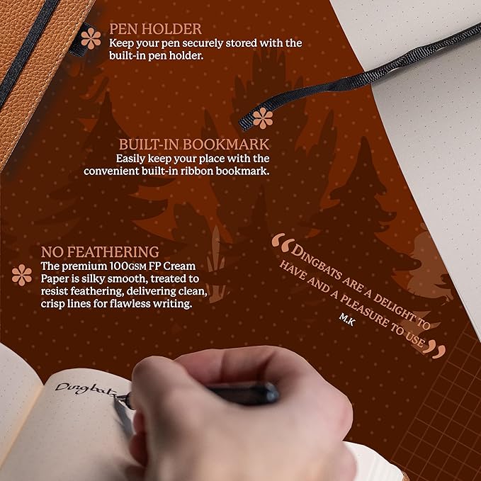 Dingbats* Wildlife Lined Writing Journal Notebook A5 - Vegan Leather Hardcover - Ideal for Work, Travel - Pocket, Elastic Closure, & Bookmark