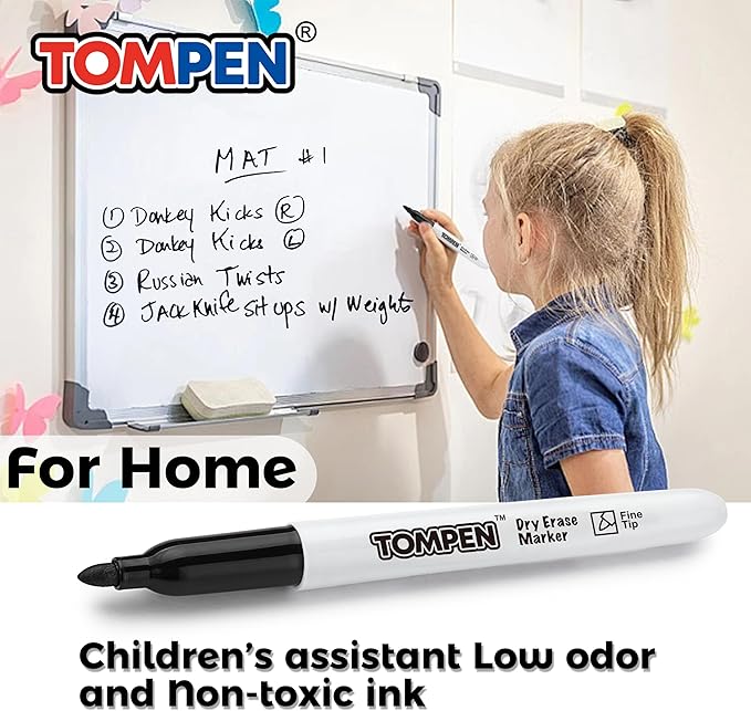 Dry Erase Markers Fine Tip,Black,48 Count Bulk,Thin Erasable Whiteboard Markers with Low Odor Ink Quick-Drying for Calendar Boards Office Home School Writing Planning