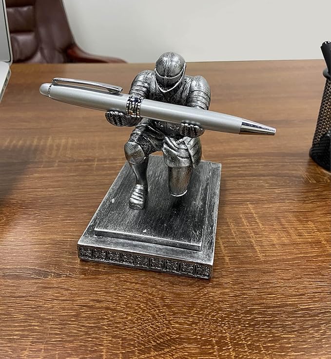 Executive Knight Pen Holder with a Pen Personalized Desk Accessories Decor Home Office Cool Pen Stand Iron