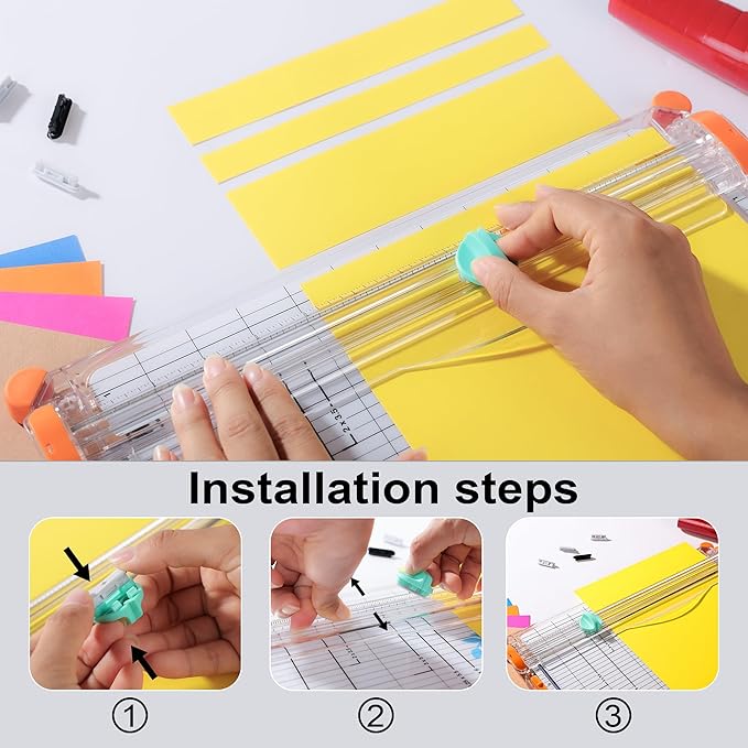 6-Pack Trimmer Replacement Blades for Fiskars Paper Trimmer, Replacement Blade for All Series of Fiskars/Portable&Precision Trimmer,Arts and Crafts,4 Cutting&2 Scoring Blades,a Slider,Orange
