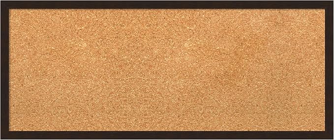 Amanti Art Natural Cork Board for Wall, 13x31 Vision Board with Brown Wood Frame, Medium Corkboard Office Decor for Home Organization, Rustic Farmhouse Corkboard Pinboard to display items for home