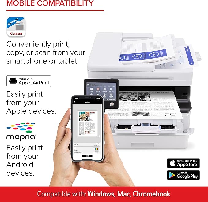 Canon imageCLASS MF462dw - Monochrome, Duplex Wireless Laser Printer, All-in-One with Scanner, Copier, Fax, Home or Office, Auto Document Feeder, Mobile Ready, 3 Year Limited Warranty, 37 PPM, White