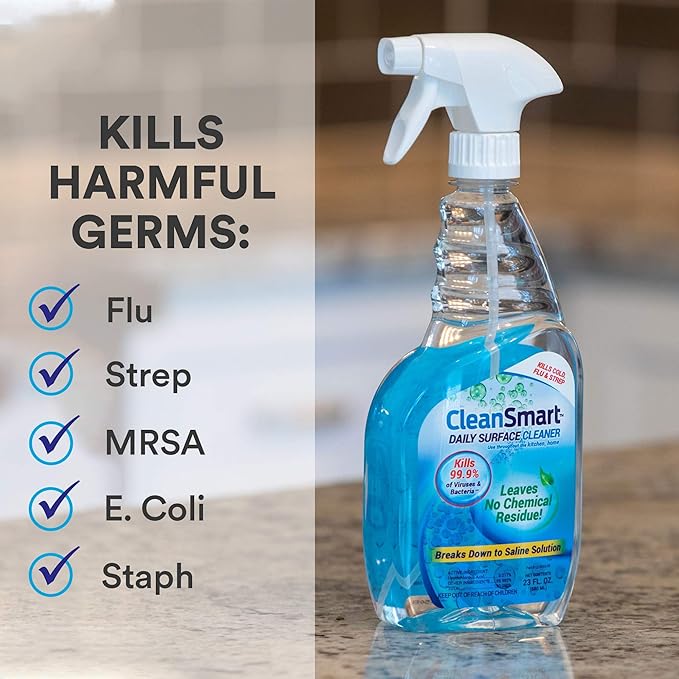 CleanSmart Daily Surface Cleaner and Pet-Safe Disinfectant, Kills 99.9% of Viruses, Bacteria, 23 ounce Bottle (Pack of 2)