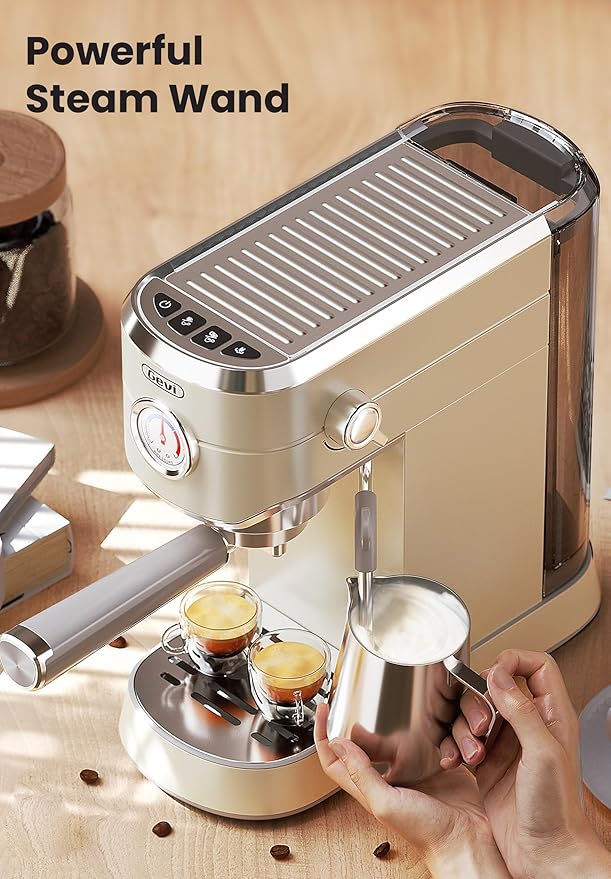 Gevi Commercial Espresso and Coffee Makers, Professional Espresso Maker Latte Machine with Milk Frother, Stainless Steel Expresso Coffee Machines for Home, Compact Cappuccino Machine, Great Gift