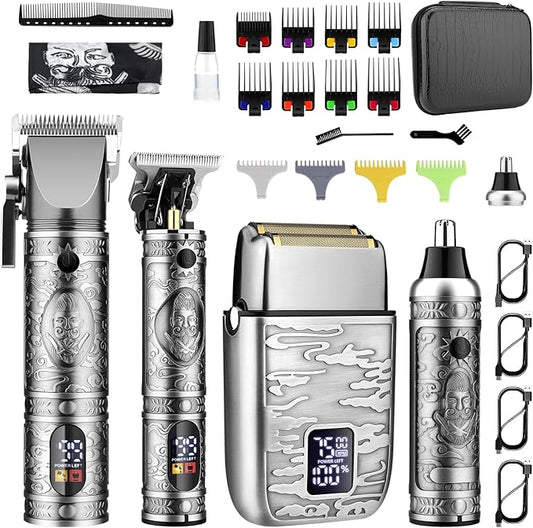 GSKY Professional Hair Clippers, Men's Beard Trimmer & Grooming Kit with Electric Razor, Clippers & Trimmers Set, Hair Cutting Machines