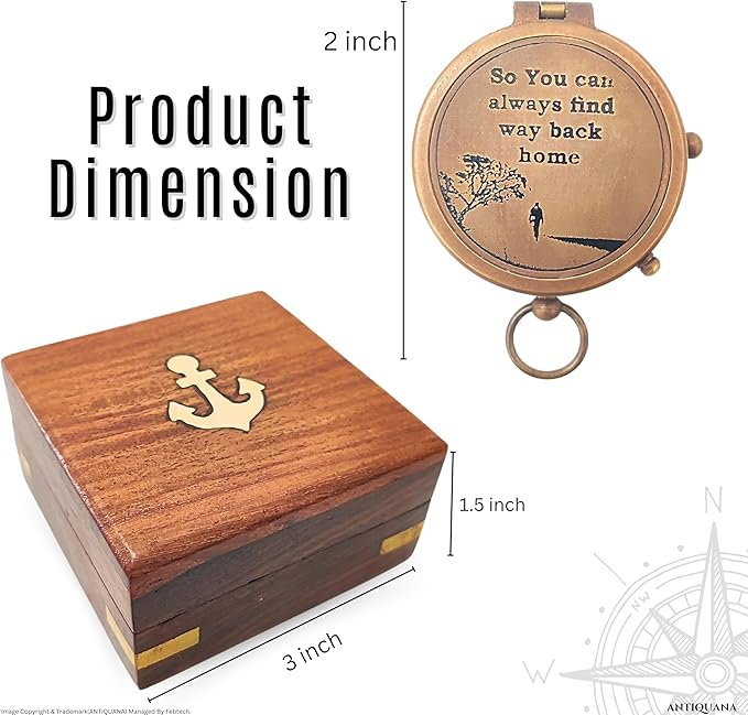 Brass Directional Engraved Compass, Baptism Gifts for Boys Girls, First Communion, Christian Gifts for Men, First Confirmation Gifts for Boys, Inspirational