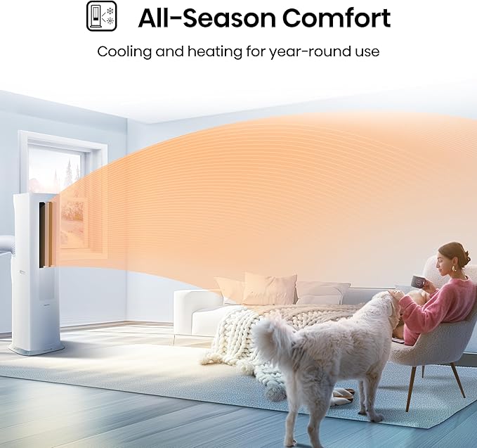 Hisense API0825UW1D Smart Inverter Twin Hose 8,000 BTU (DOE) 350 SF Heat/Cool Tower Portable Air Conditioner, White