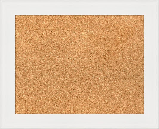 Amanti Art Natural Cork Board for Wall, 17x21 Vision Board with White Frame, Small Corkboard Office Decor for Home Organization, Casual Corkboard Pinboard to Display Items for Home Organization in
