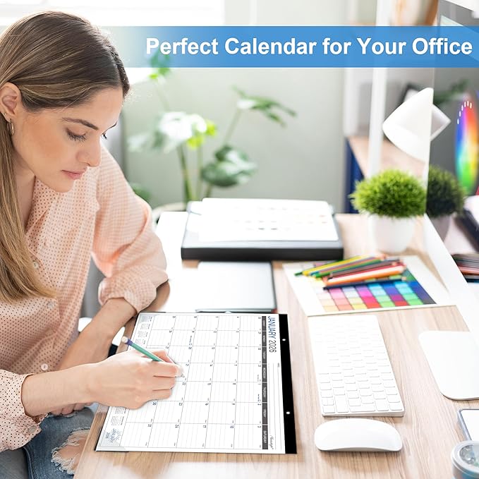 2026 Desk Calendar - Desk/Wall Calendar 2026, JAN 2026 - DEC 2026, 2026 Calendars 12 Month, Desk Calendars with Corner Protectors, Large Ruled Blocks, Thick Paper, Colorful, 14.6" x 11.5", Desktop Calendar for Daily Organizer