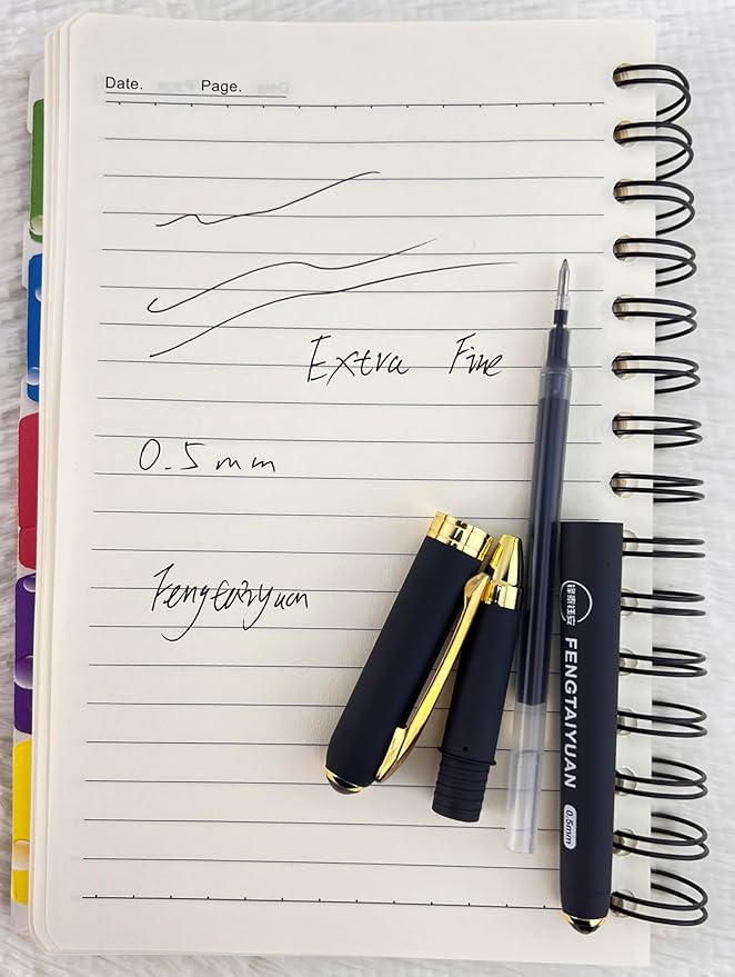 Fengtaiyuan P18Prox6, Gel Pens, Black Ink, Extra FIne 0.5mm, Writting Pens, Smooth, 6 Pack (P18Prox6)