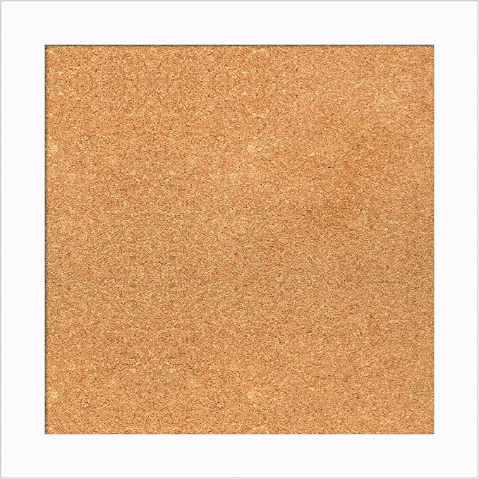 Amanti Art Natural Cork Board for Wall, 21x21 Vision Board with White Frame, Small Corkboard Office Decor for Home Organization, Casual Corkboard Pinboard to Display Items for Home Organization in