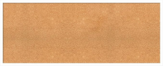 Amanti Art Natural Cork Board for Wall, 19x47 Vision Board with White Frame, Oversize Corkboard Office Decor for Home Organization, Modern Corkboard Pinboard to Display Items for Home Organization in